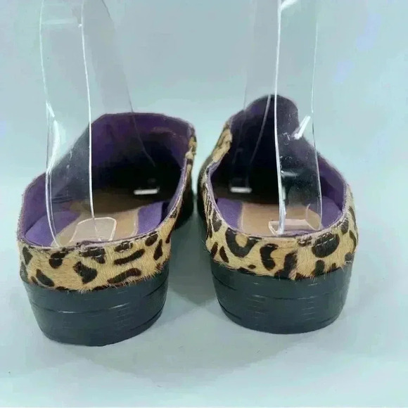 David Tate flats size 8.5 W brown cheetah print calf hair slip on mules clogs - Picture 4 of 13